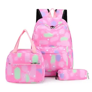 School bag three-piece set, female primary school backpack, junior high school student light rainbow gradual change color backpack, Japanese small fresh bag