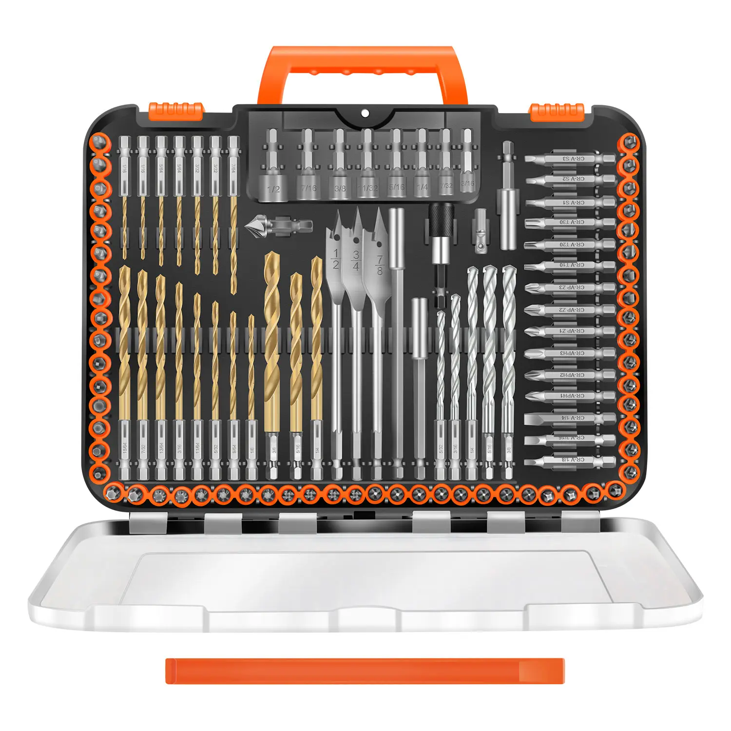ENERTWIST 112-Pieces 1/4" Hex Shank Drill Bit Set, Impact Driver Bits and Screwdriver Bits Set Assorted in Tough Case for Wood Metal Cement Drilling and Screw Driving, ET-DBA-112