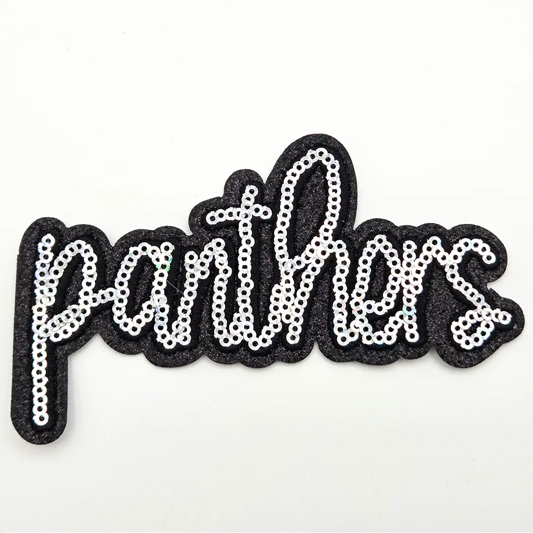 Panthers Silver Sequin HAT/POCKET Patch