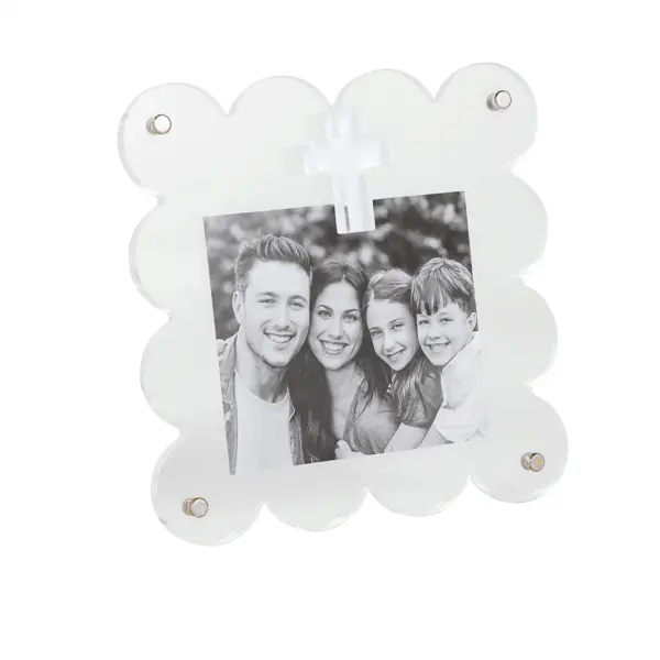 Mud Pie Acrylic Cross Square Scalloped Frame