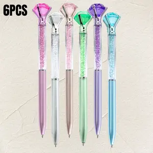 6pcs Diamond Ballpoint Pens, Fun Fantasy Crystal Diamond Pen, Ink, Real Grip, Shiny Diamond Pen, Aesthetic Pens, Beaded Pens, Suitable for Office and Study Use