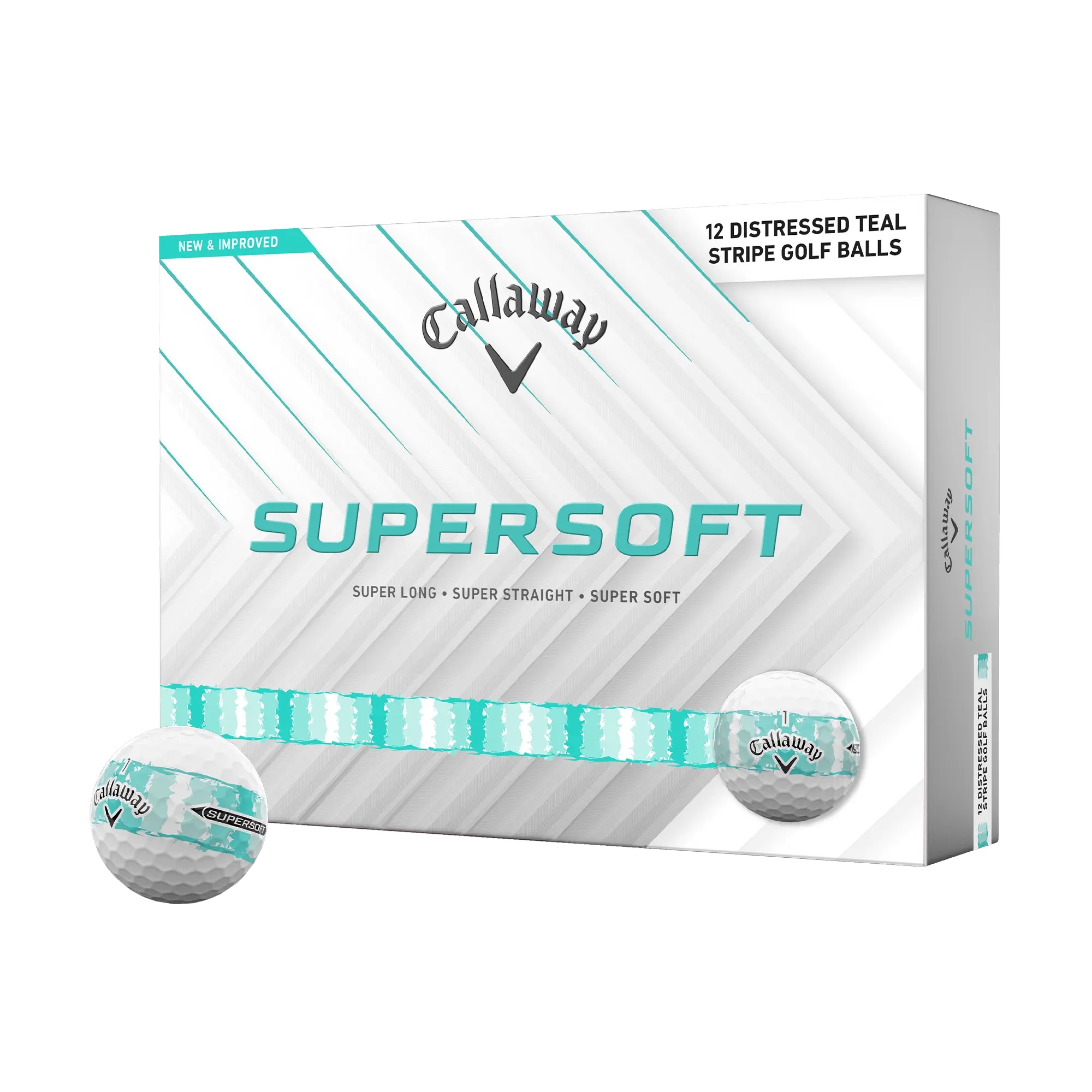 Callaway Supersoft Distressed Teal Stripe Golf Balls - Premium Golf Equipment for Enthusiasts