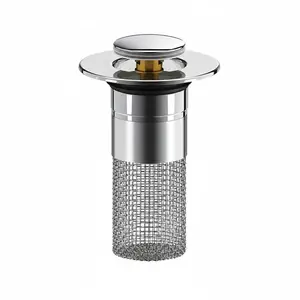 Sink Drain Strainer Plug, Bathroom Sink Bound Stopper, Anti Overflow Push Sink Drain Strainer for Kitchen, Indoor Hotel, Bathroom Household, brass core