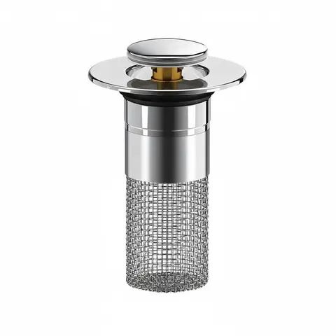 Sink Drain Strainer Plug, Bathroom Sink Bound Stopper, Anti Overflow Push Sink Drain Strainer for Kitchen, Indoor Hotel, Bathroom Household, brass core