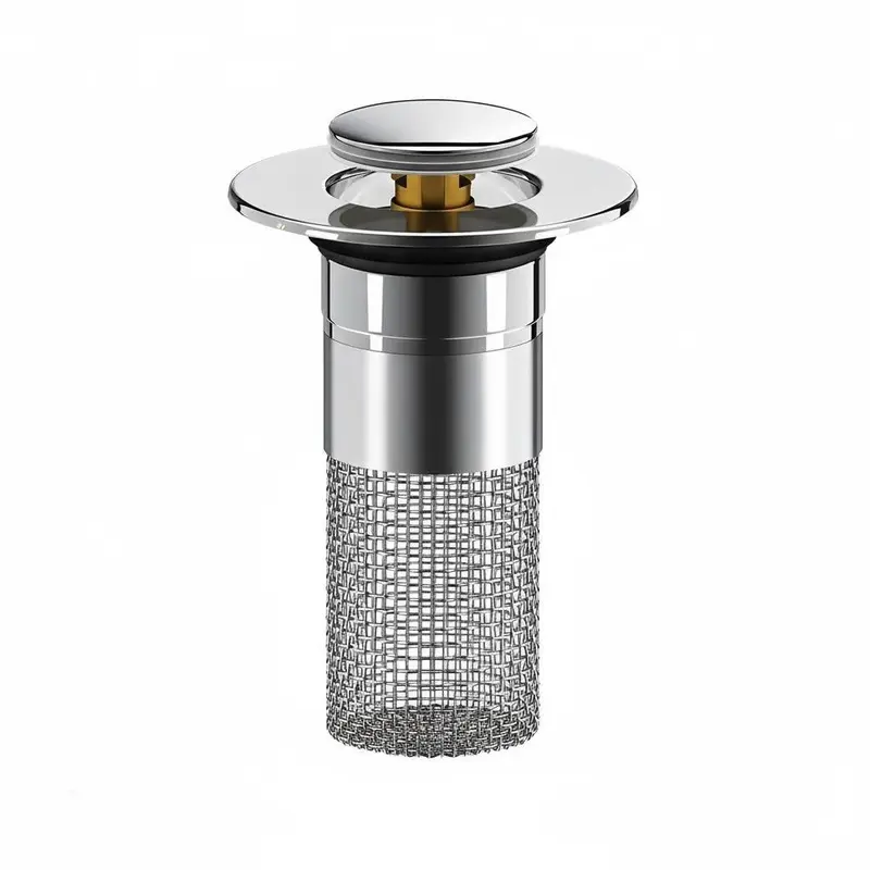 Sink Drain Strainer Plug, Bathroom Sink Bound Stopper, Anti Overflow Push Sink Drain Strainer for Kitchen, Indoor Hotel, Bathroom Household, brass core