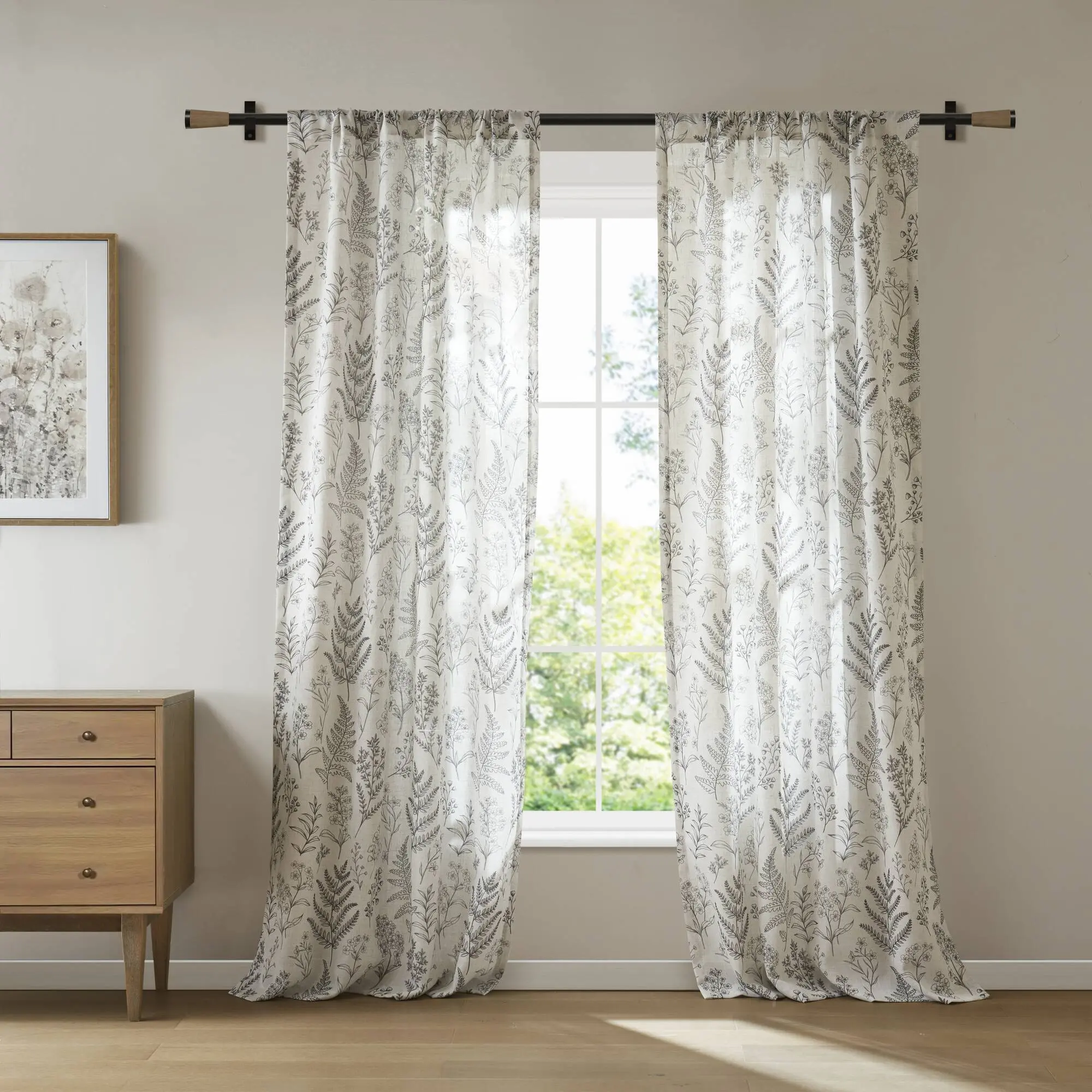 Sheer Voile Rod Pocket Window Panel, 42x84 Inches, Charcoal – Light Filtering Curtain Drape for Living Room, Bedroom, Modern Home Decor, Single Panel