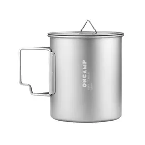 ONCAMP Titanium Outdoor Mug with Lid - Lightweight and Durable for Camping, Backpacking, and Outdoor Use