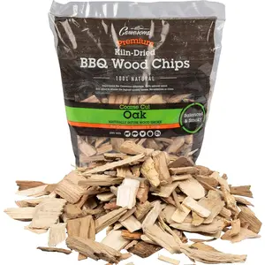 All Natural Oak Wood Chips for Smoker - 260 Cu. in. Bag, Approx 2 Pounds - Kiln Dried Coarse Cut BBQ Grill Wood Chips for Smoking Meats - Barbecue Smoker Accessories - Grilling Gifts for Men