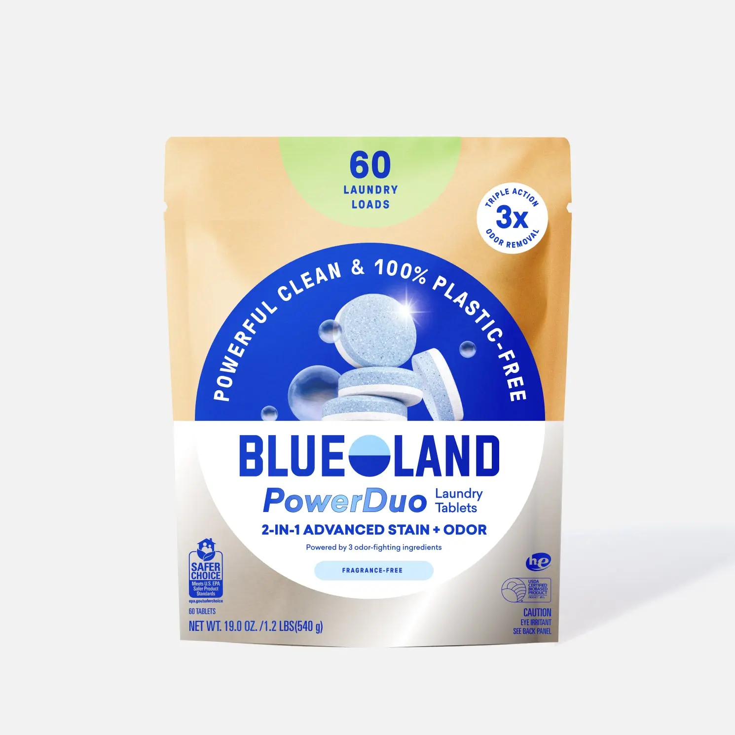 Blueland PowerDuo Laundry Detergent Tablets, Stain & Odor Removal, Eco-Friendly Plastic-Free Refill Pacs for HE & Standard Washers, Scented & Unscented