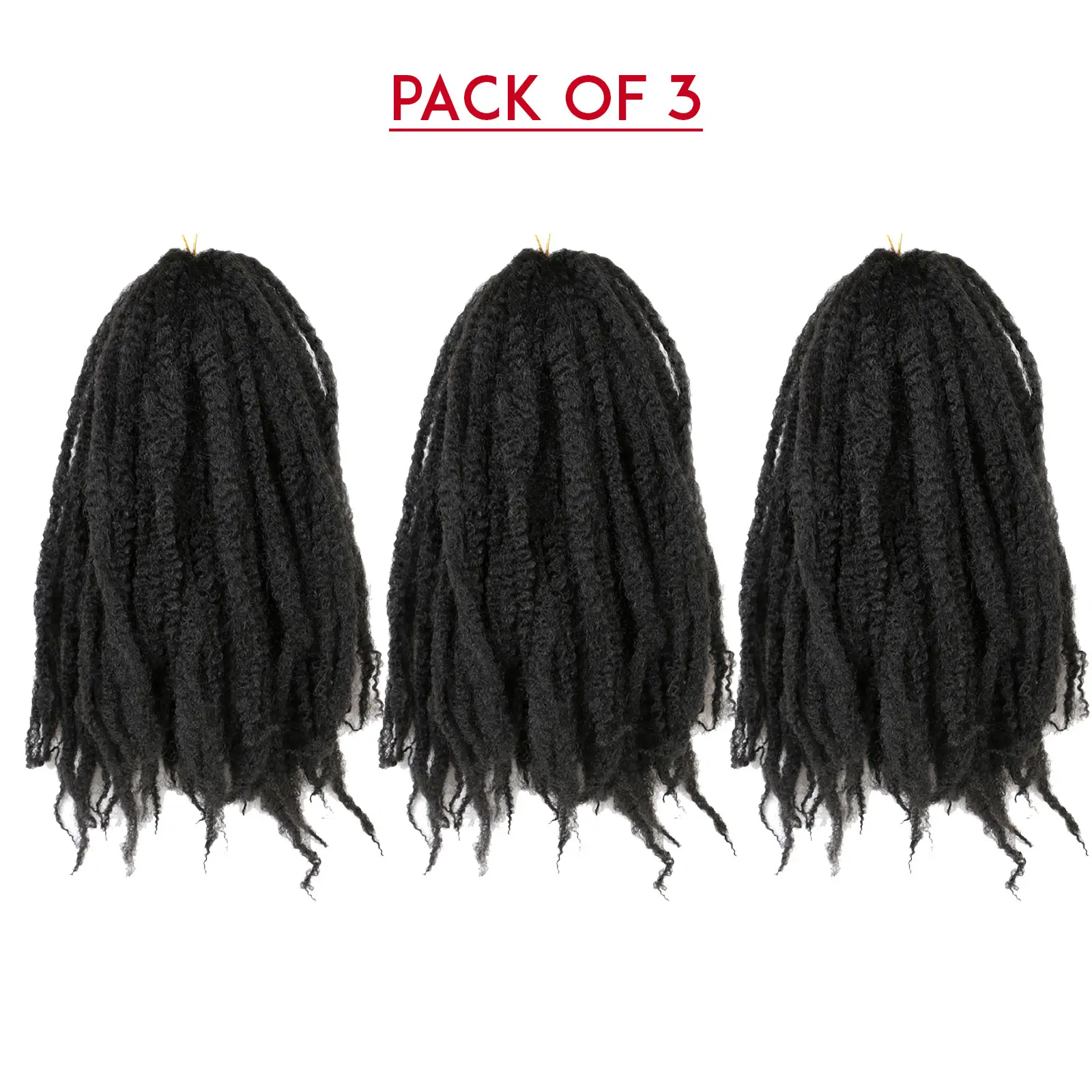 Marley Hair Extensions For Faux Locs 18 Inches Pack of 3 Soft & Bouncy Cuban Twist Marley Hair Crochet 1B / Natural Black