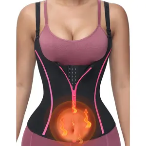 Waist Trainer Vest for Women,Zipper Corset Body Shaper for Tummy Control Neoprene Cincher Tank Top with Straps Shapewear Fit Pink Black Womenswear Adjustable Workout Compression