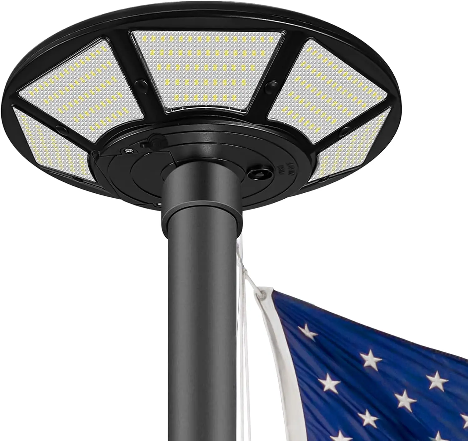 Solar Flag Pole Light, 440 LEDs 1800 Lumen Flagpole Light Solar  with DC Charge Port for Outdoor 15-30'' Ft Flag Poles,  &  Flag Illumination (Black)