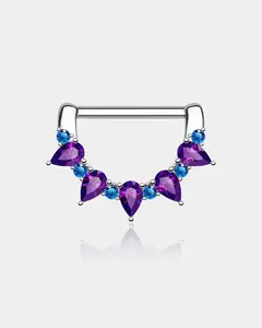 2PCS Gorgeous Purple CZ Nipple Clicker