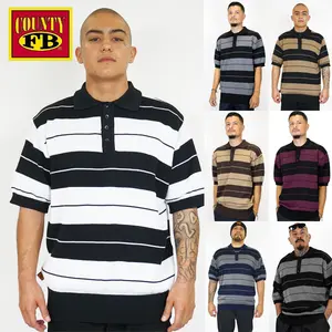 FB County Men's Charlie Brown Shirts Stripe Casual Polo Shirts