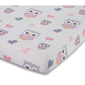 Everyday Kids Baby Girl Fitted Crib Sheet Sweet Owls