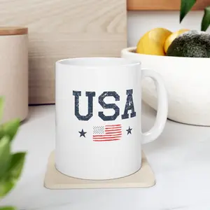 [Sale Up To 50%] USA mug, 4th of July mug, Independence Day mug, America Mug, usa flag mug, Fourth of July gifts, 11 oz ceramic mug, USA coffee mug, usa gift