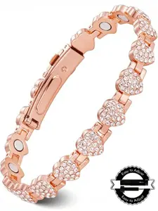 Heart-Shaped Rose Gold Bracelet  A Gift for Best Friends or Lovers (Includes Adjustable Extender)
