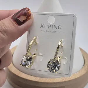 Xuping Jewelry Hearts Earhoops Earrings Laminated Gold with Sparkling CZ Accents for Women