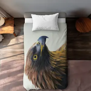 360 stand Twin Size Extra Long Duvet Cover - Breathable Microfiber Printed Face, Brown-Headed Eagle Bird Illustration Wildlife Art Bedding, Breathable Fabric for Home Decor, Extra-Long Duvet Covers, Graphic Duvet Covers