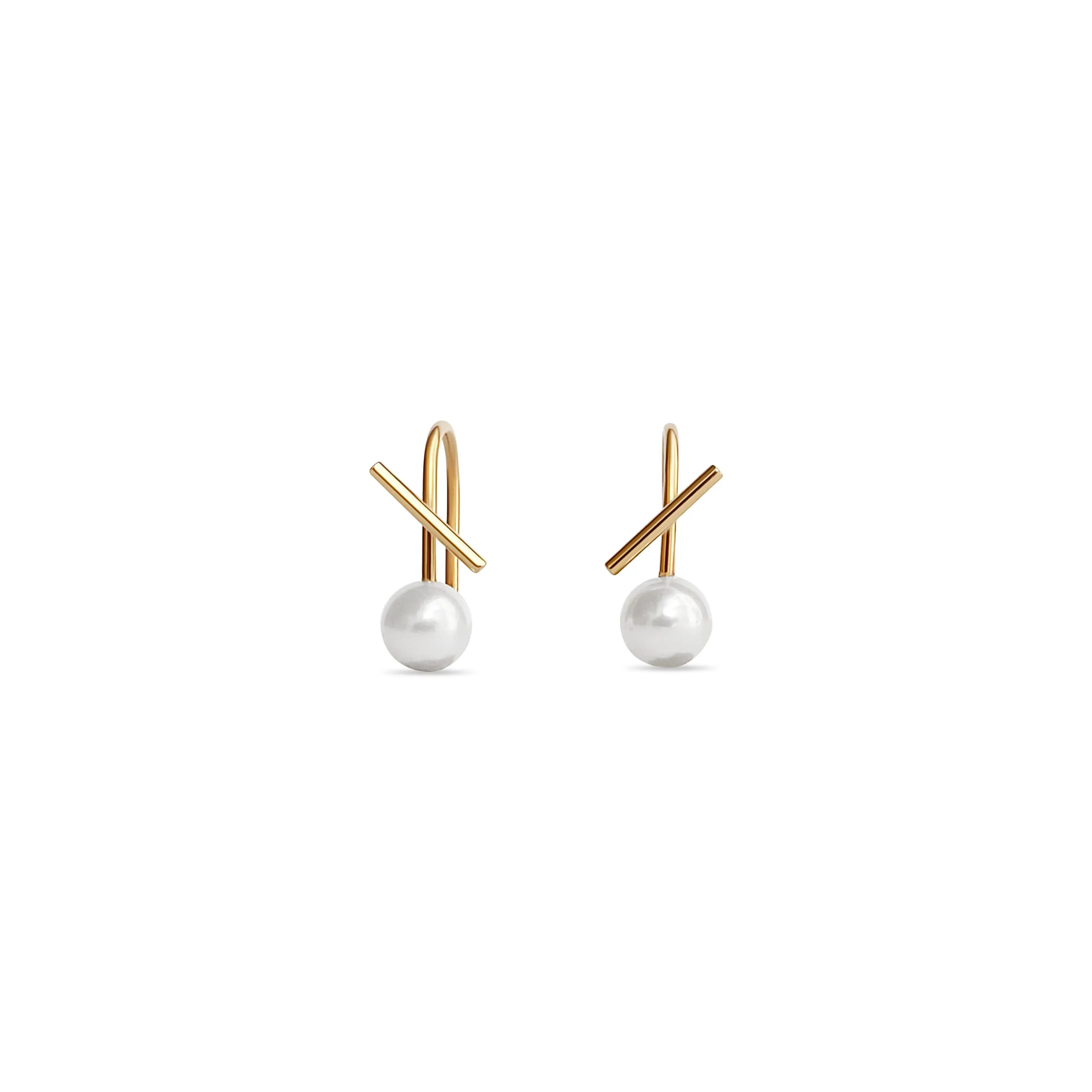 White Pearl Horizon Mini Thread Earring