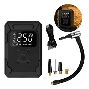 Mini Portable Air Compressor 150psi Inflator Pump USB Black 60Hz Christmas gifts with LED Display & Auto Shut-off Function for Cars & Bikes