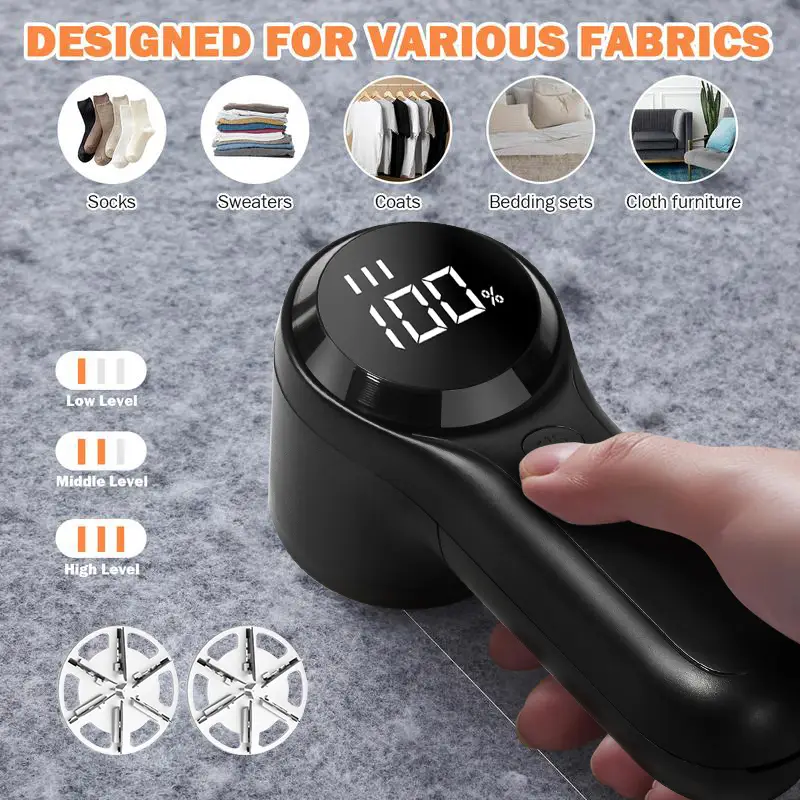 2600mAh Electric Fabric Shaver Lint Remover Rechargeable Lint Shaver FSA HSA Sweater Shavers Portable Hair Remover With 3 Speeds Lint Collection Conta