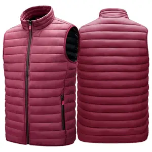 Men's spring jacket vest good quality Casual Slim-fitting Casual Cotton Fabric Zipper Collar Nylon Menswear Navy Pockets Puffer Collared Imitation Activewear Sleeveless  Polyester