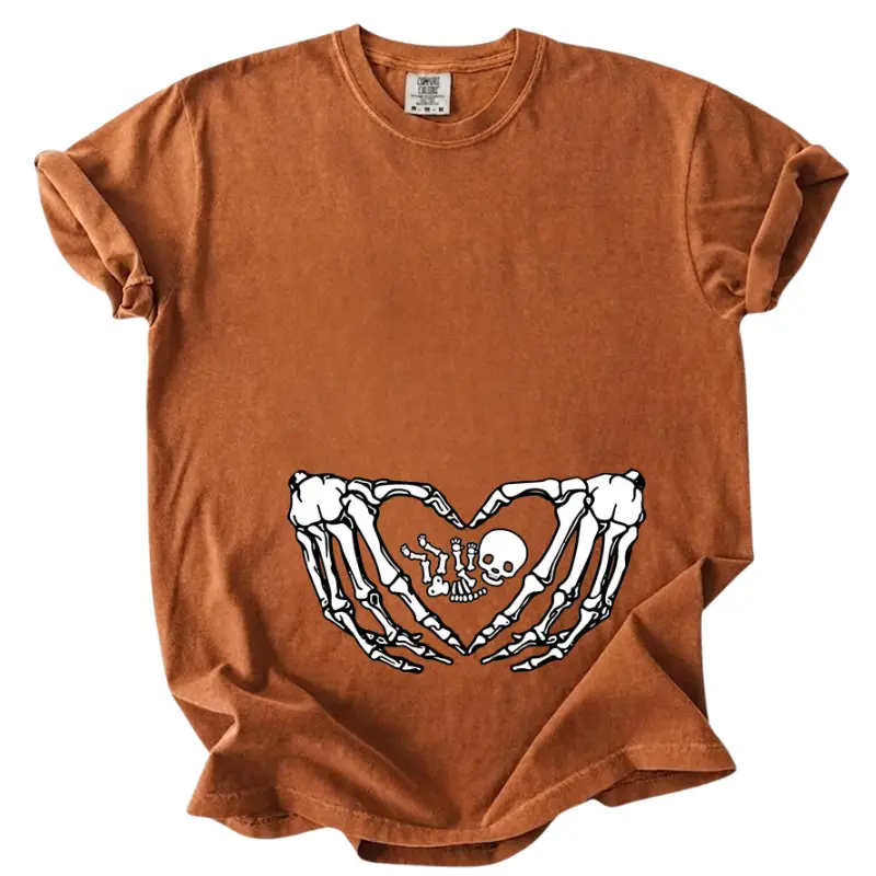 Pregnant Skeleton Halloween Shirt | Baby Skeleton Maternity Tee | Funny Mom-to-Be Pregnancy Gift-Lin's Trendyy