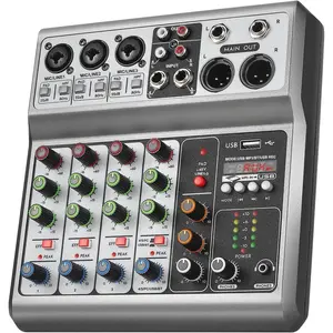 Professional Audio Mixer, Sound Board Mixing Console with 5  Digital USB  Echo Delay Effect, Input 48V Phantom Power Stereo DJ Mixers for Recording, Live Streaming, Podcasting