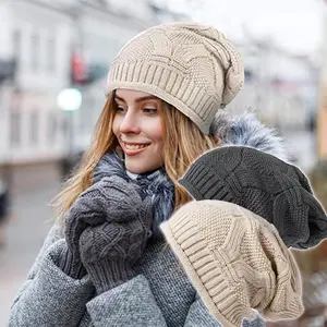 2PCS Women's High Quality Winter Slouchy Beanie Hats - Fleece-Lined Chunky Oversized Skull Cap with Button Closure, Soft- Hand Washable Cold Weather Beanies for Weddings & Outdoor