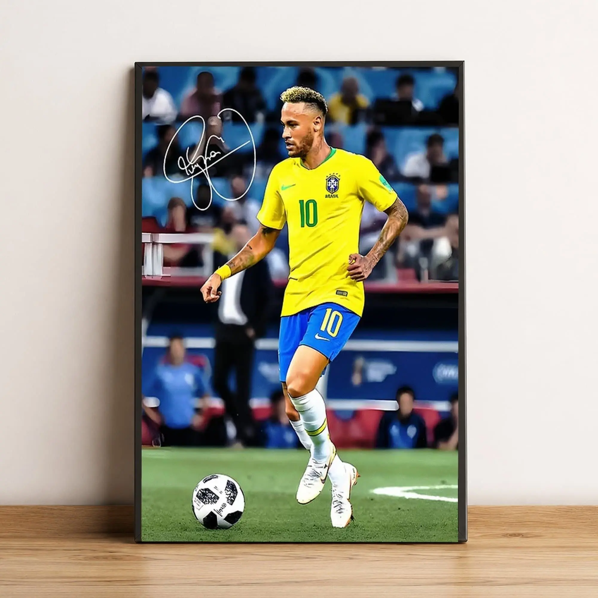 Neymar Jr. Brazil Jersey Poster, Soccer Wall Art, Football Fan Gift ( Unframed - Print Only )