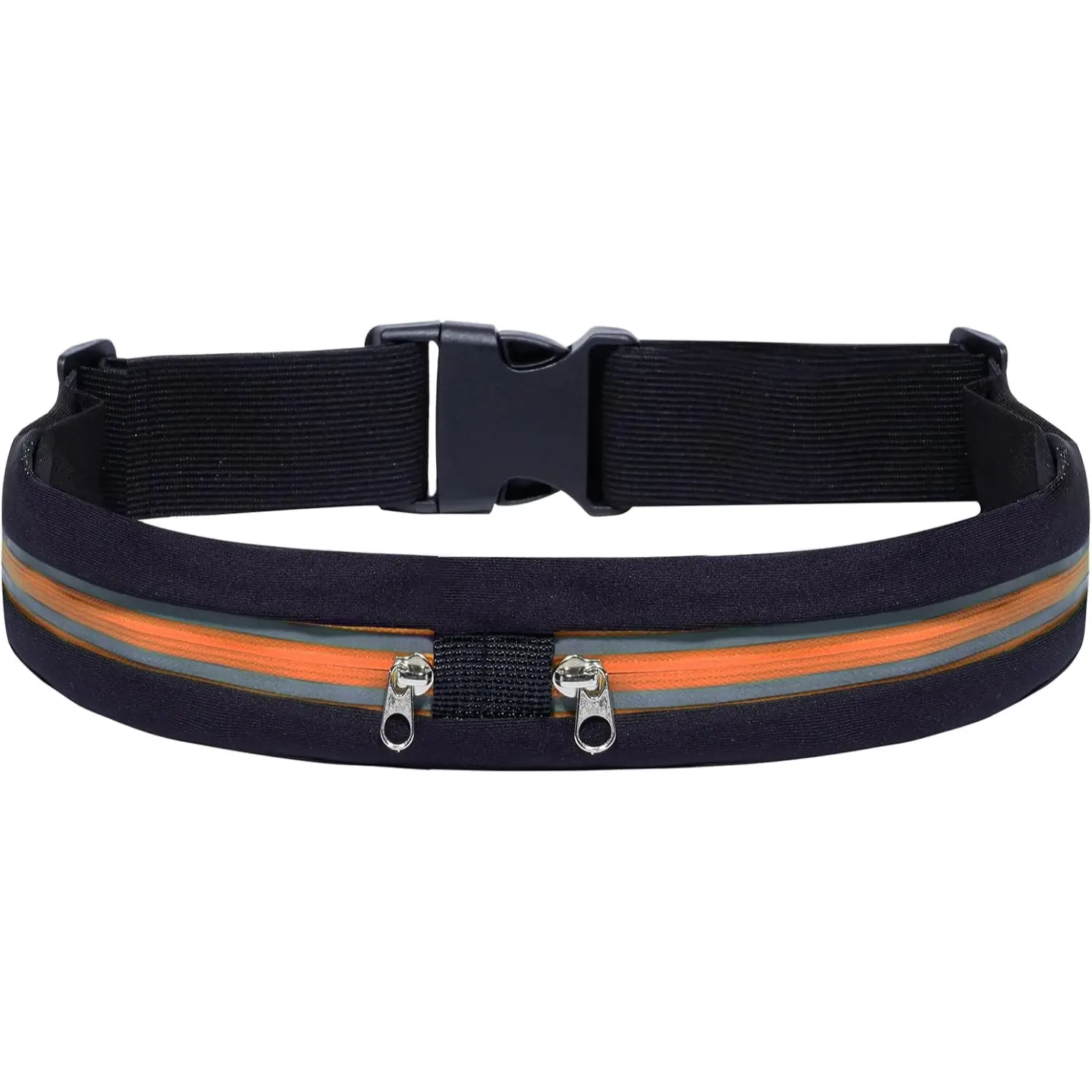 Reflective Adjustable Running Belt with Slim Profile & Zip Pocket - Durable Fabric Waist Pack for Men & Women, Comfortable Wear During Running/Cycling