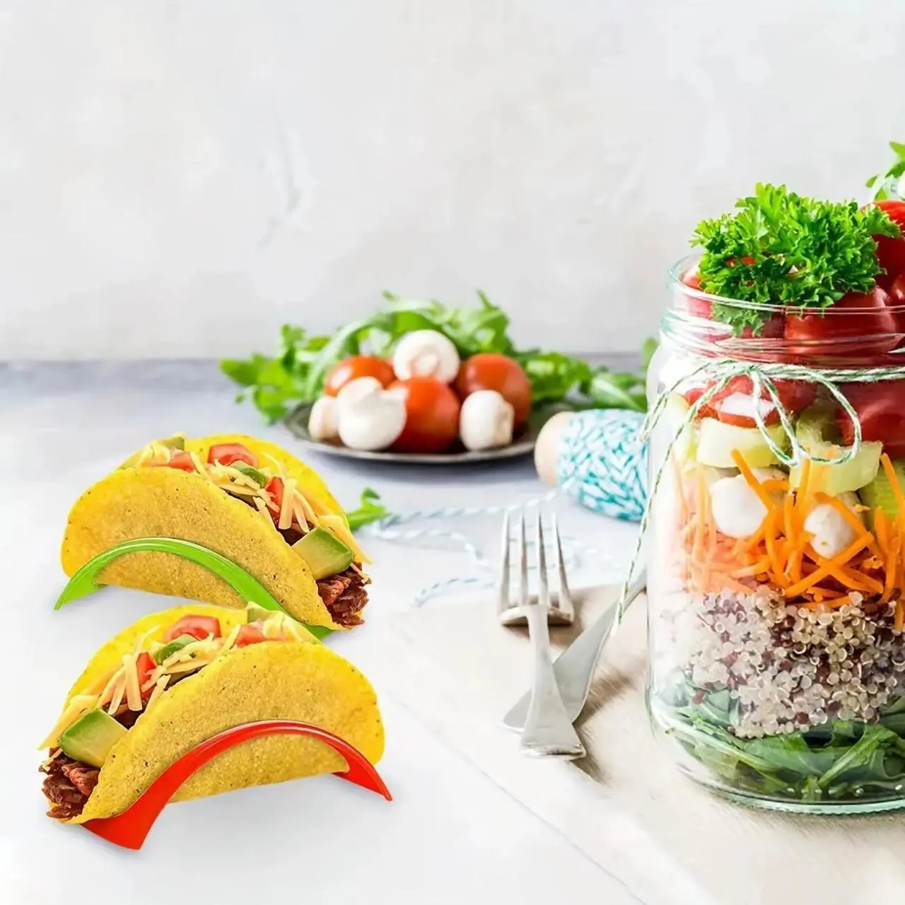 Random Color Taco Holder, 3/6/12pcs Plastic Food Stand, Multifunctional Sandwich Support for Home Kitchen