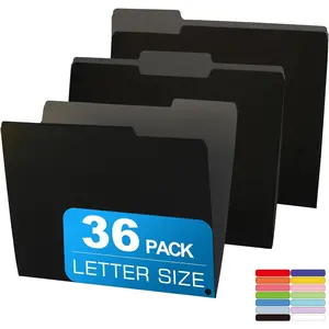 36 Packs Colored & Black Two Tone File Folders 8.5 x 11 Inch Letter Size with 1/3 Cut Tabs Manila Folders for Office School Home Organization