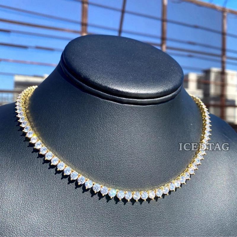 Tennis Necklace Chain 4MM Choker Necklace for Men Women VVS Moissanite Gift