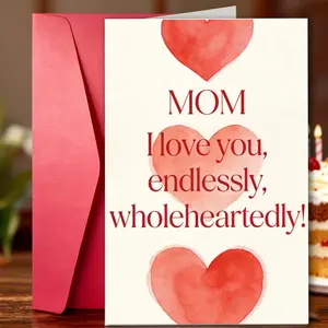 Funny Valentine's Day Card for Mom, Heart-Themed Greeting Card, I Love You Endlessly Wholeheartedly Message, Perfect Gift, Custom Message Card