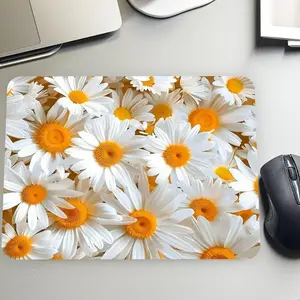 Daisy Pattern Mouse Pad, Natural Countryside-Style Mouse Mat, Aesthetic Waterproof Washable Smooth Hard Desk Mat, Ideal Gift for Family