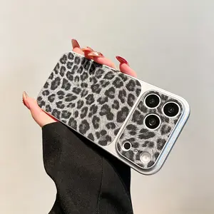 High-End Leopard Print Women's Smartphone Casing - Full-Cover Protection Cellphone Accessory, Large Window, Compatible with iPhone 17 Pro Max, 16, 15, 14, 13 for Outdoor Use