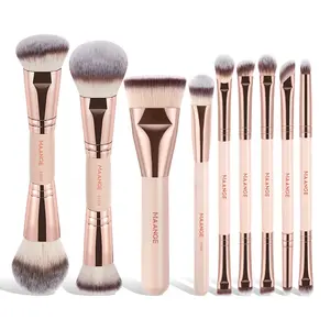 MAANGE 9pcs Makeup Brush Set, Face Makeup Brushes, Powder Brush Blush Brush Contour Brush Concealer Brush Eyeshadow Brush Detail Brush, Professional Cosmetic Brushes for Foundation, Blush, Eyeshadow & More,Travel Beauty Tools