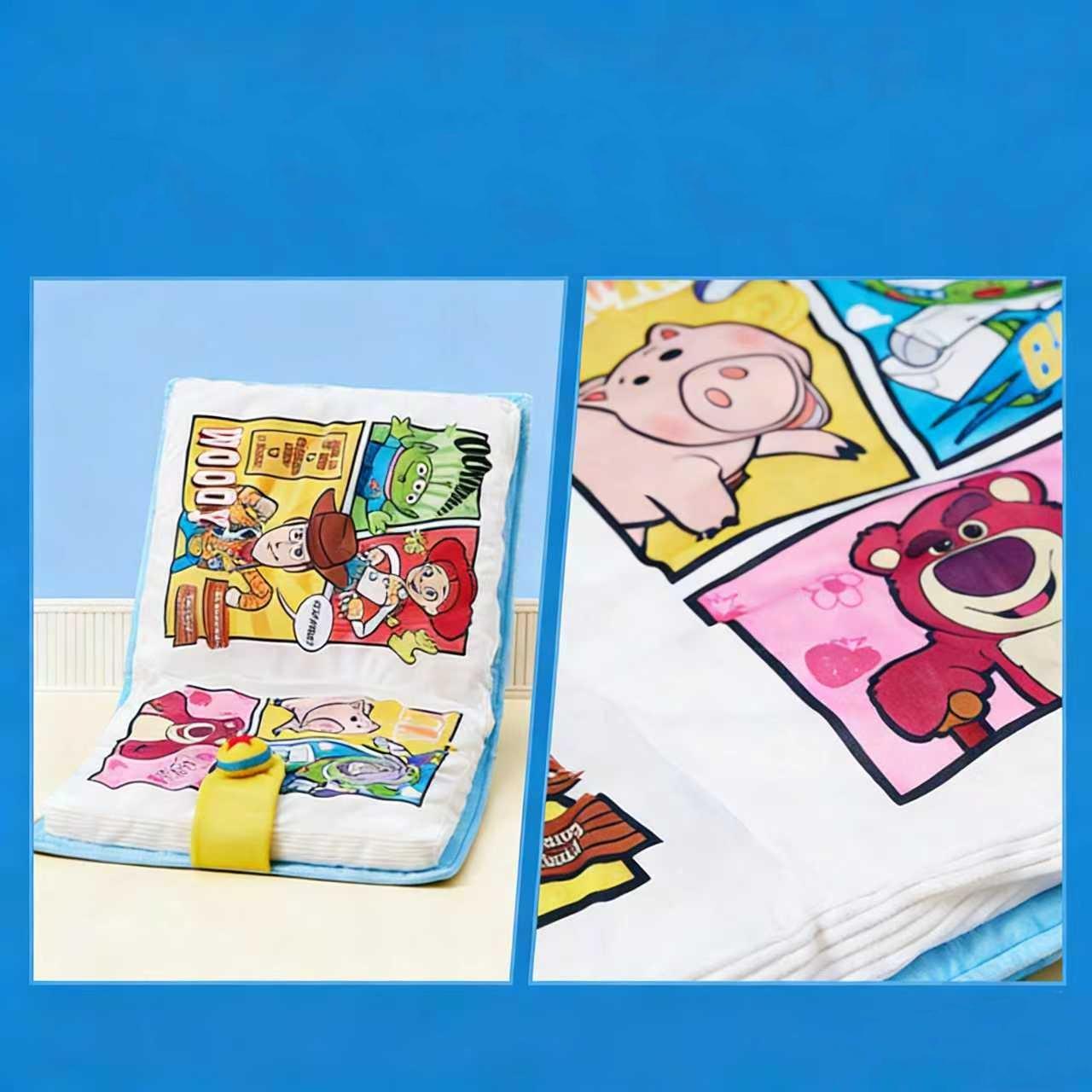 MINISO Disney Pixar Toy Story Comic Book Pillow - Official Collectible "Takin' ACTION!" Design, Soft Plush 18"x15" Cushion for Bed Sofa & Office