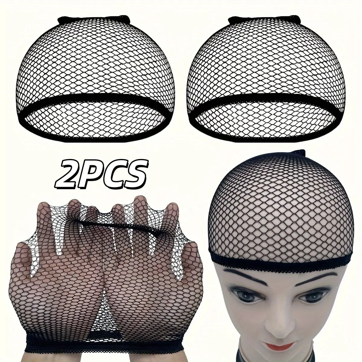 2-Pack Elastic Hair Net for Wigs, Sleeping, Bun Making - Breathable High Elasticity Flexibility Stretchable Mesh Wig Cap