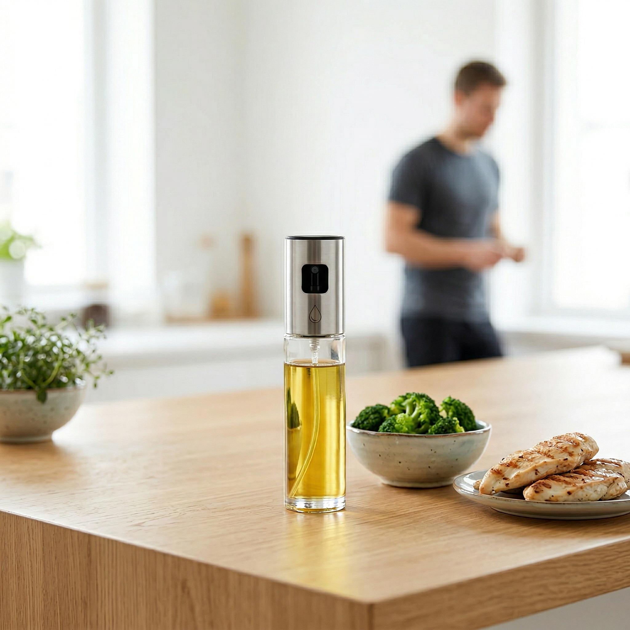 100ml Clear Olive Oil Spray Bottle, Oil Dispenser With Funnel, Kitchen Oil Sprayer For Cooking Baking Grilling Utensils-MM