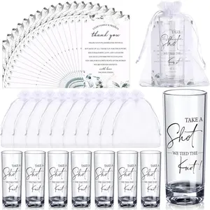 50 Set Wedding Favors for Guests Bulk 2oz  Take a Shot We Tied the Knot Shot Glasses with Thank You Cards Organza Bags for Guest Souvenirs Wedding Gifts Newlyweds Bridal Shower Party