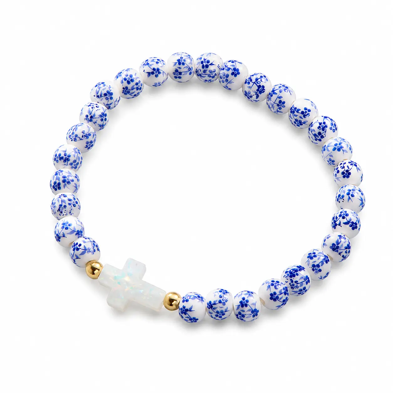 HOLY WATER PORCELAIN CROSS BRACELET