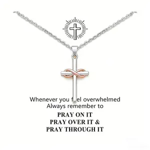 Rose Gold Infinity 8 & Cross Pendant Necklace | Women's Blessing Faith Jewelry | Ideal Gift for Special Moments