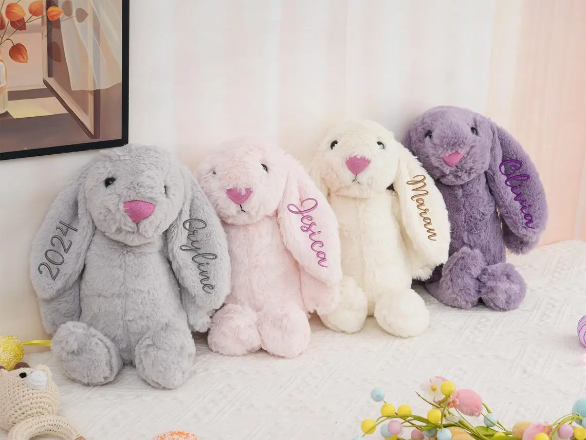 Personalized Embroidered Bunny Rabbit, Monogrammed Bunny, Plush Bunny Toy | Cute Gift, Trendy Gift
