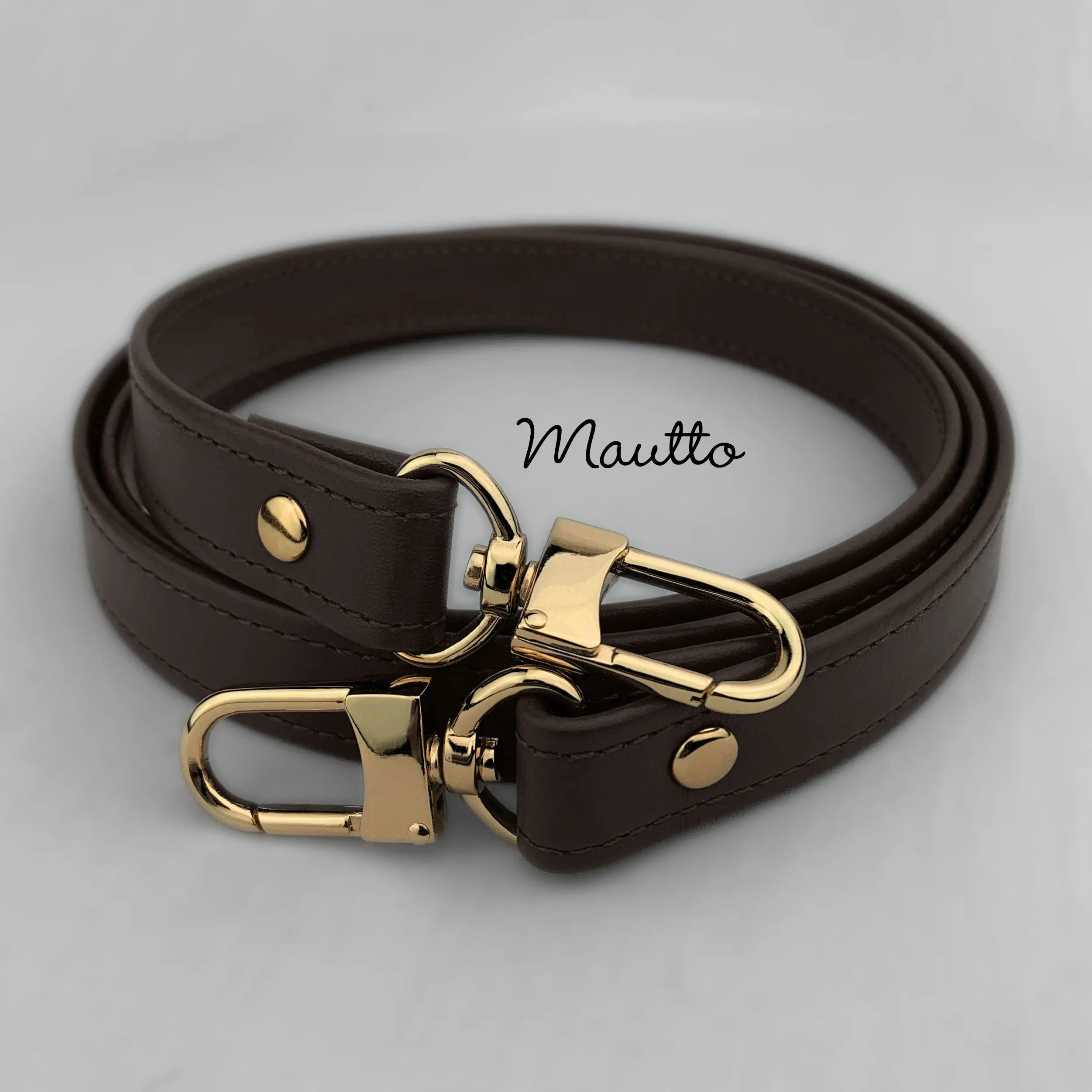 Dark Brown (Damier Ebene) Leather Strap for LV Speedy, Noe, Metis, Trevi, etc - 3/4 inch (19mm) Wide