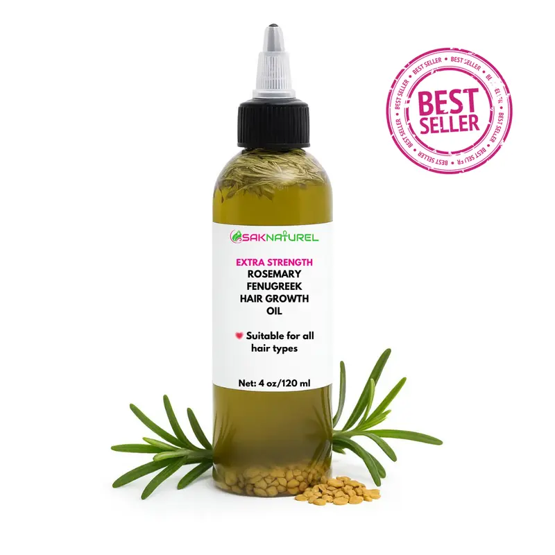 Rosemary Fenugreek Hair Growth Oil, Ultra Strength Herbal Growth Blend to Strengthen, Thicken & Restore Edges, Reduce Breakage & Shedding, Natural Hair Oil for Fast Hair Growth, Scalp Treatment for Thinning Hair, Protective Styles Locs, Braids Edge Repair