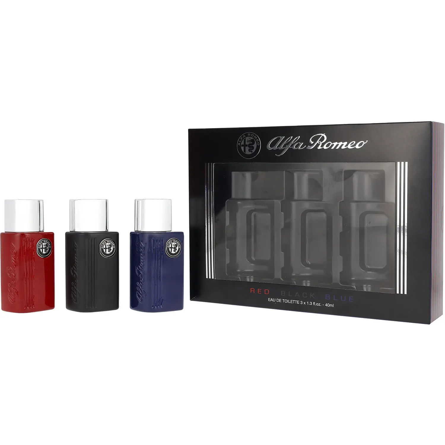 Alfa Romeo Variety Black & Blue & Red And All Are Edt Spray 1.3 Oz For Men