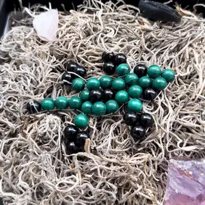 Handmade Malachite & Obsidian Crystal Lizard